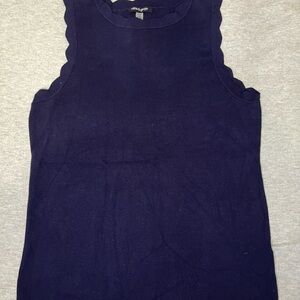 Cable & Gauge Navy Scallop Trim Knit Tank Layering Top L